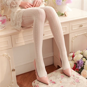 Колготки плотные кружевные узоры молочные 88170 one size