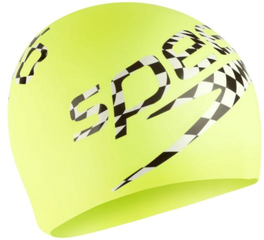 Шапка для плавання Speedo SLOGAN PRT CAP AU/AF/AM (8-0838516722) салатовий, чорний, білий Унісекс OSFM (5059937567372)