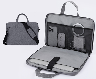 Сумка для ноутбука 17,3" Brinch BW-013 на ремне с внутренними и наружными карманами Серый (S611-1)