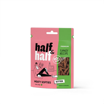 Лакомство для котят Half&Half в форме мясных кусочков с индейкой, 50 г