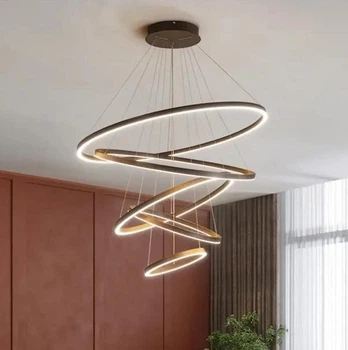 LED люстра Олимпия PJ812С-5 20+30+40+80+100см (5 колец) Коричневая