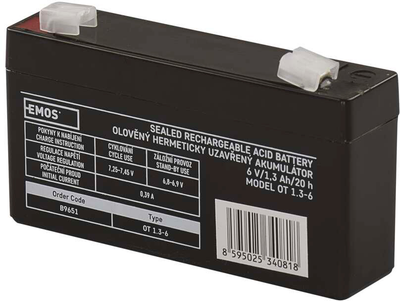 Аккумуляторная батарея EMOS B9651 AGM 6V 1.3Ah fast 4.7mm