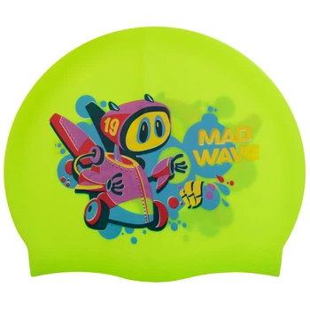 Шапочка для плавания детская M-D Junior MAD BOT (силикон, Зеленый) (M057915_Зеленый)
