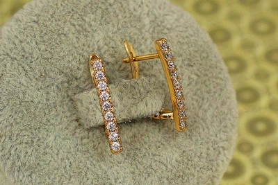 Серьги Xuping Jewelry дорожки с камнями 1.9 см золотистые