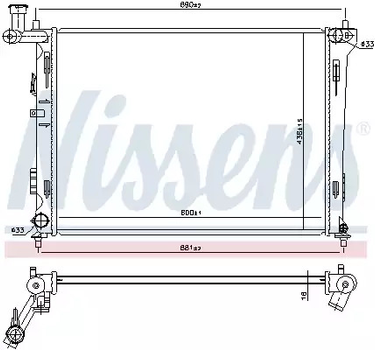 Радіатор охолодження двигуна HYUNDAI i30, KIA PRO, NISSENS (66674)