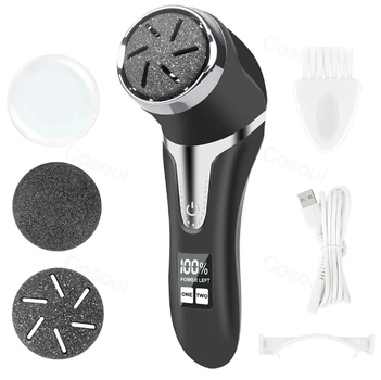 Электрическая пилка-пемза для пяток для педикюра Rechargeable Callus Remover MT-510 с LCD дисплеем Black