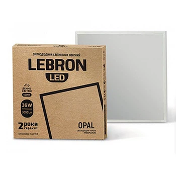 Светодиодная панель LEBRON LED универсальная L-LPU-ОPAL 36W 595х595мм 6200K 3000LM 120° (00-16-44)