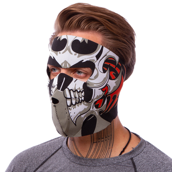 Маска лицьова вітрозахисна SP-Sport Top Tribal Skull (неопрен, чорний)