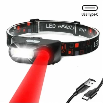 Фонарь налобный с красным светом BL-1804-RED+COB универсальный с зарядкой USB (71736)