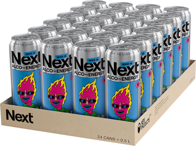 Упаковка слабоалкогольного енергетичного напою Next Pink Fire 8% 0.5 л x 24 шт (4820252123861_1)