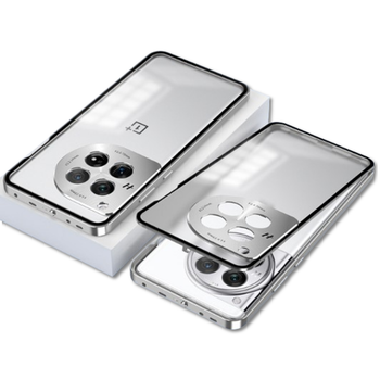 Противоударный чехол накладка Metal Glass для Oneplus 12 silver