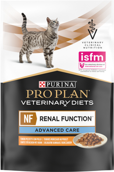 Opakowanie mokrej karmy dla kotów Purina Pro Plan Veterinary Diets NF Renal Function Advanced Care z kurczakiem 10 x 85 g (7613287873644)