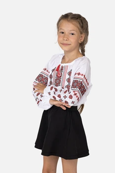 Вышиванка с длинным рукавом для девочки 122 цвет белый No Brand ЦБ-00246417