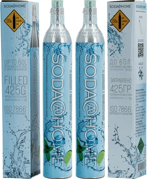 Газовый баллон CO2 SODA@HOME 425г для сифонов/аппаратов для газировки СО2 комплект 2шт.
