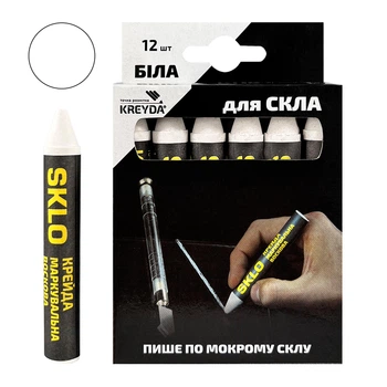 Мел восковой маркировочный по стеклу, белый, 12шт. KREYDA CW825716