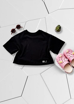 Дитяча футболка оверсайз для дівчинки Чорного кольору110-116см LittleJoys