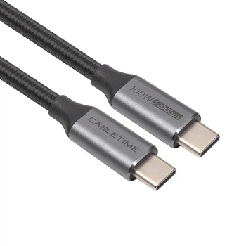 Кабель Cabletime USB3.1, USB-C - USB-C, 20Gbps, 100W, 20V/5A, 4K/60HZ, 2м