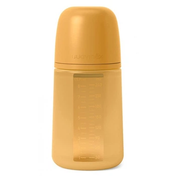 Бутылочка для кормления Suavinex Colour Essence силиконовая, медленный поток, 240 мл, мустард (308069)