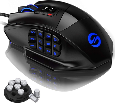 Игровая мышь Utechsmart Venus с набором балансировки 16400 DPI лазерная MMO (черная)