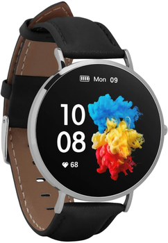 Smartwatch Garett Verona Srebrno-czarny Skórzany (5904238484517)
