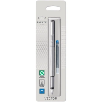Ручка перова Parker VECTOR Stainless Steel FP M блістер 05 016