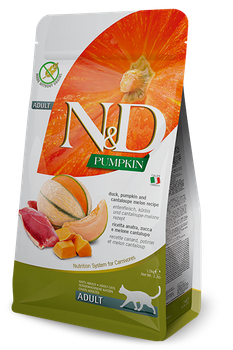 Сухой беззерновой корм для взрослых кошек Farmina N&D Grain Free Pumpkin Duck & Cantaloupe Adult Cat с уткой и тыквой 1.5 кг (168805)