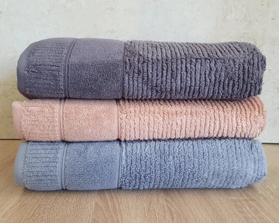 Набір турецьких махрових рушників Cestepe MicroCotton Premium 3 штуки 70x140 Nevara щільність 600 г/м2