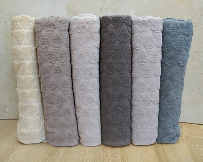 Набір турецьких махрових рушників 70х140 Gulcan 6 шт Jacquard Cotton Lux Damla