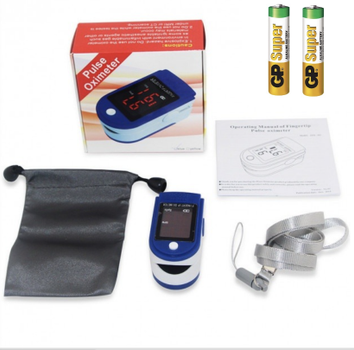 Пульсоксиметр оксиметр на палец пульсометр Pulse Oximeter Jziki JZK-302 Синий с Батарейками