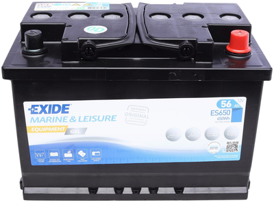 Аккумуляторная батарея Exide Gel 56 А/час 460 A 278 x 175 x 190 мм (-/+) B13 (ES650)