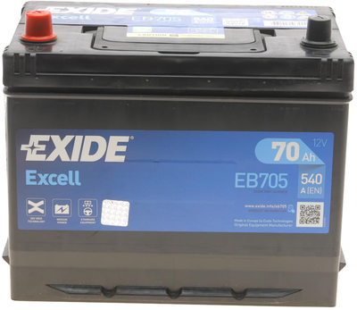 Аккумуляторная батарея Exide Excell Asia 70 А/час 540 A 270 x 173 x 222 мм (+/-) B9 (EB705)