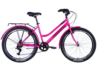 Велосипед дамский Discovery 26" PRESTIGE WOMAN Vbr рама-17" розовый с багажником