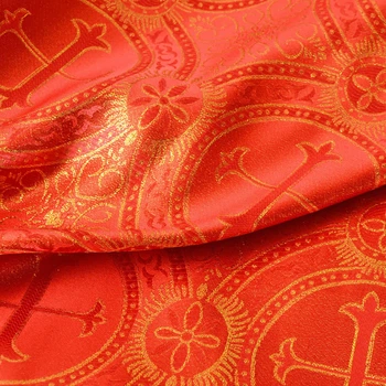 Ткань парча церковная 140 гр/м2 красная 4863888