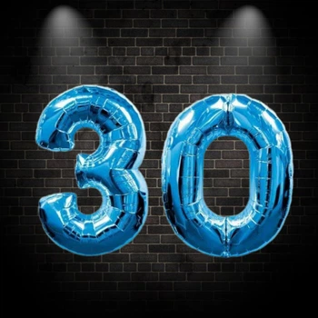 Набір фольгованих кульок цифр 30 синій 70 см на ювілей