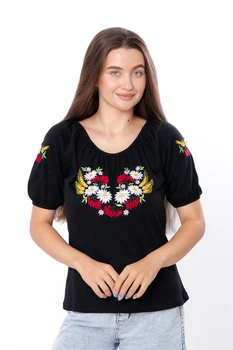 Вишиванка жіноча з коротким рукавом Носи своє 50 Чорний (p-9510-100501)