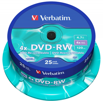 Verbatim DVD-RW 4.7 GB 4x Matt Silver 25 szt. (23942436393)