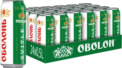Упаковка пива Оболонь світле фільтроване 4.5% 0.5 л х 24 шт. (9865060025674_4820000190954)