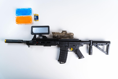Дитячий іграшковий автомат на орбізах Орбіган M416 Чорний с дзеркалом гідрогелевими кулями Гель бластер акумуляторний + 1000 орбізів