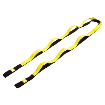 Лента стропа с петлями для растяжки Stretch Strap Record Pro (8 петель, полиэстер, размер 180х2.5см, черный-лимонный) (FI-6347)