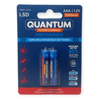 Аккумулятор Ni-MH с низким саморазрядом (LSD) Quantum 1000mAh AAA FT, 2шт/уп blister