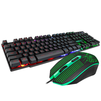 Комплект проводной игровая клавиатура и мышь iMICE KM-680 с RGB подсветкой USB Black (3_05086)
