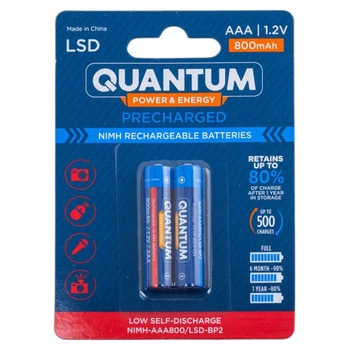 Аккумулятор Ni-MH з низьким саморозрядом (LSD) Quantum 800mAh AAA, 2шт/уп blister