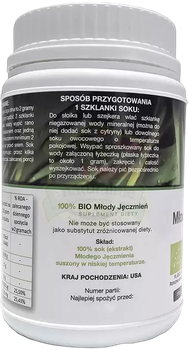 Suplement diety Bio Organic Foods 100% Bio Młody Jęczmień 300 g (5901549747775)