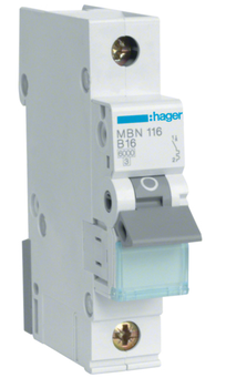 Выключатель автоматический 1-полюсный Hager 6kA MBN116 B 16A