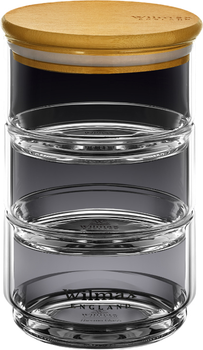 Стеклянная емкость 3-х ярусная для хранения Wilmax Thermo с бамбуковой крышкой 12х20 см (WL-888522/A)