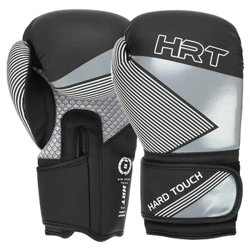 Перчатки боксерские на липучке Hard Touch Boxing 7698 размер 12 унций Black-Silver