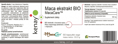 Харчова добавка Kenay MacaCare Екстракт маки 60 капсул (5900672154948)