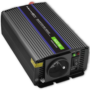 Przetwornica samochodowa Qoltec Monolith 600 MS Wave 300 W/600 W 12 V na 230 V (5901878519241)