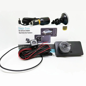 Автомобільний відеореєстратор на три камери Dash Cam T695 Чорний