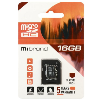 Карти пам'яті MicroSD 16Gb (SD) MiBrand cl.10